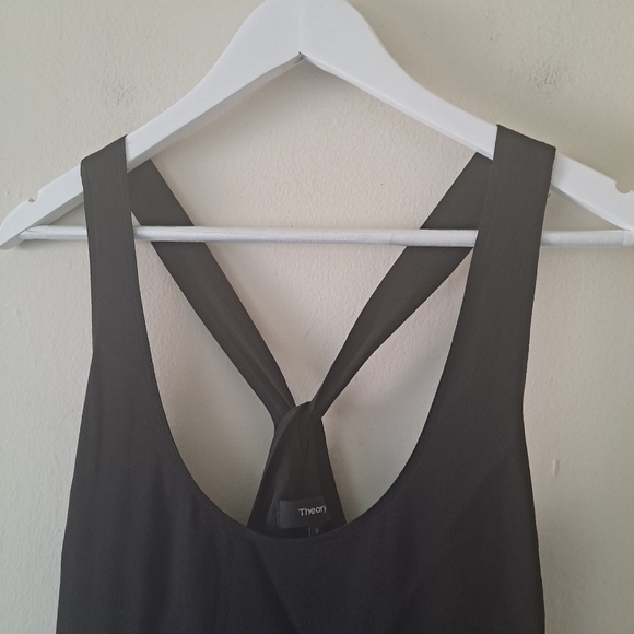 Theory Black Halter Neck Tie Back Slinky Sleeveless Top - Size Small - Picture 3 of 8